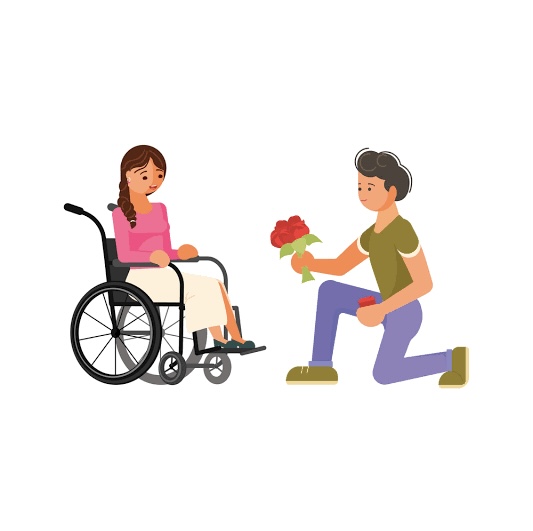 Woman with disability in love