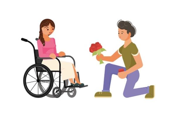 Woman with disability in love