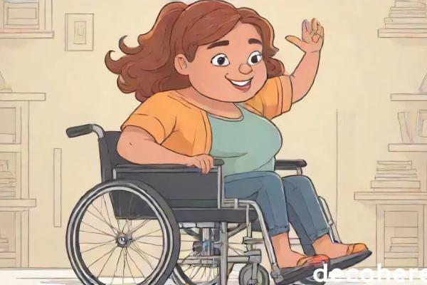 A woman in a wheelchair happy