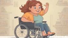 A woman in a wheelchair happy